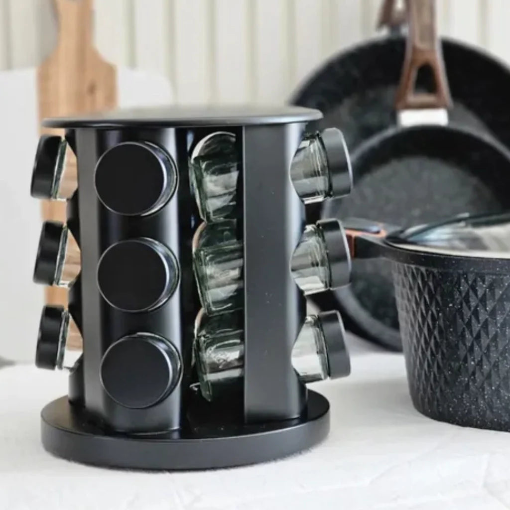 Rotating Spice Rack with 12 Jars | Kitchen Organisation