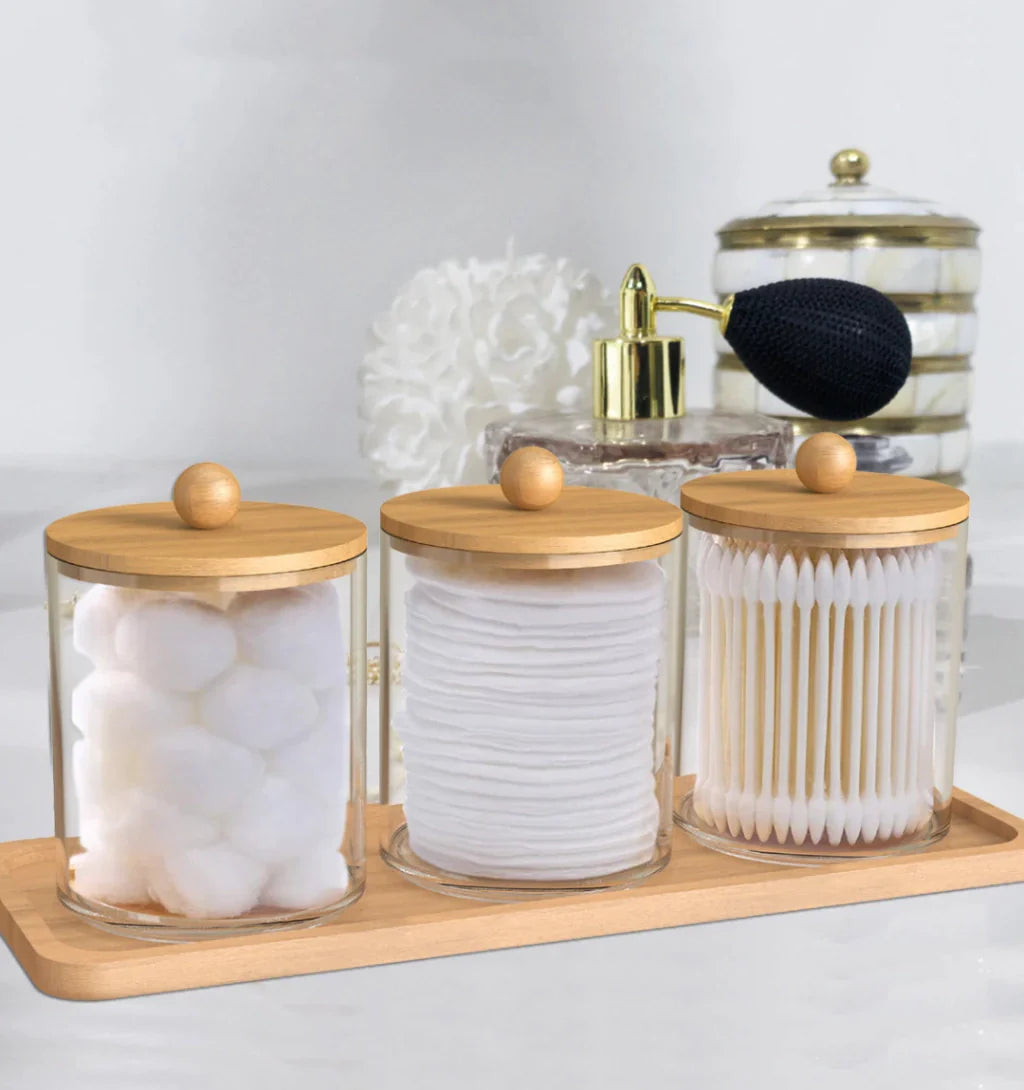 3-Piece Acrylic & Bamboo Accessory Set | Bathroom Organisation